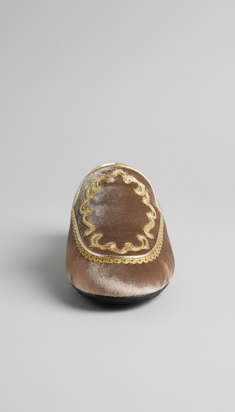 Gold-Accented Velvet Slipper
