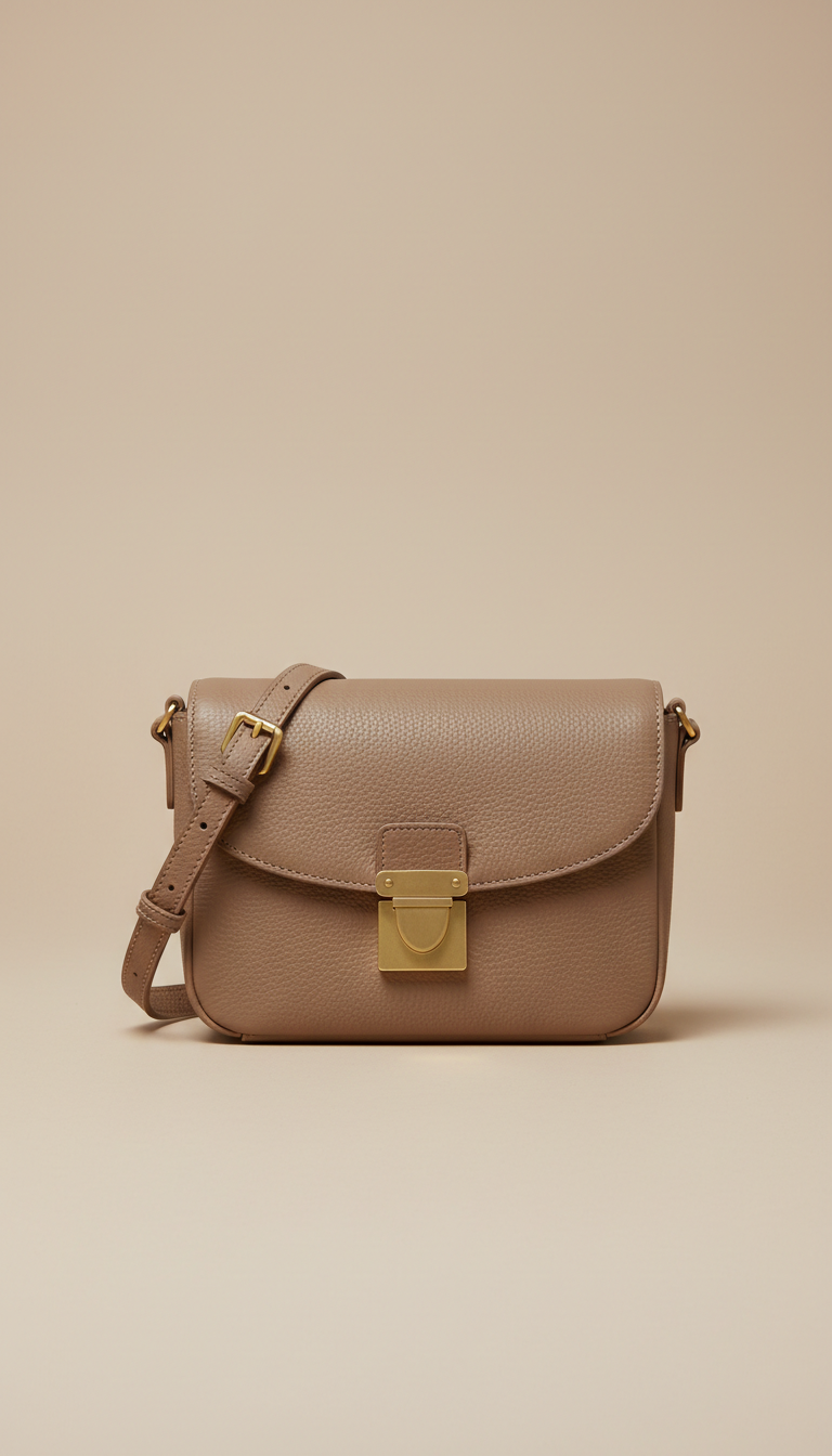 Taupe Leather Crossbody Bag