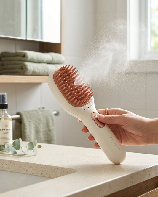 PawsomeClean™ 3-in-1 Ultrasonic Mist De-Shedding & Massage Brush for Cats & Dogs
