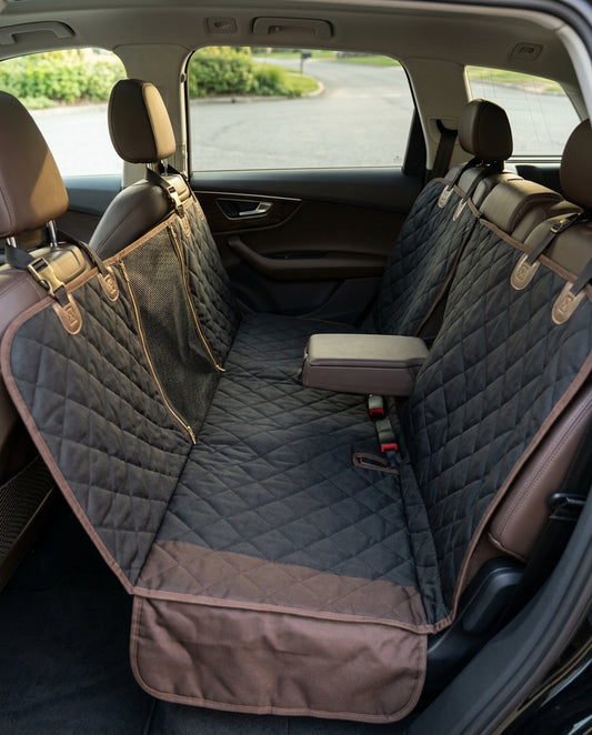 SnugglePaws™ Luxury Heavy-Duty Waterproof Quilted Pet Car Seat Cover & Hammock with Mesh Window